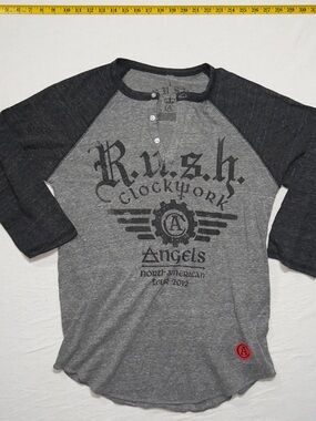 Vintage RUSH raglan Clockwork Angels Grey Raglan Henley Shirt